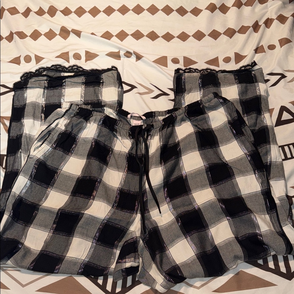 Victoria's Secret Black and White Plaid Lounge Pants